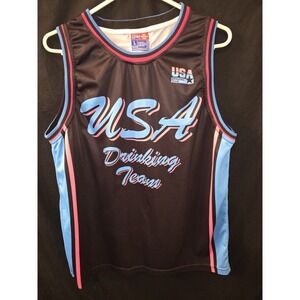USA Drinking Team Basketball Jersey Mens Size Large Miami Nights Black Blue Pink